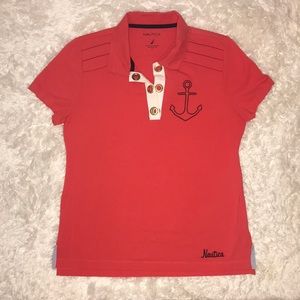 Nautica ladies s/s polo top coral L